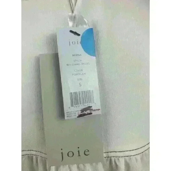 NWT! Joie Mirna Size S Gathered Crepe Porcelain Blouse 1/4 Button Balloon Sleeve - Picture 9 of 11